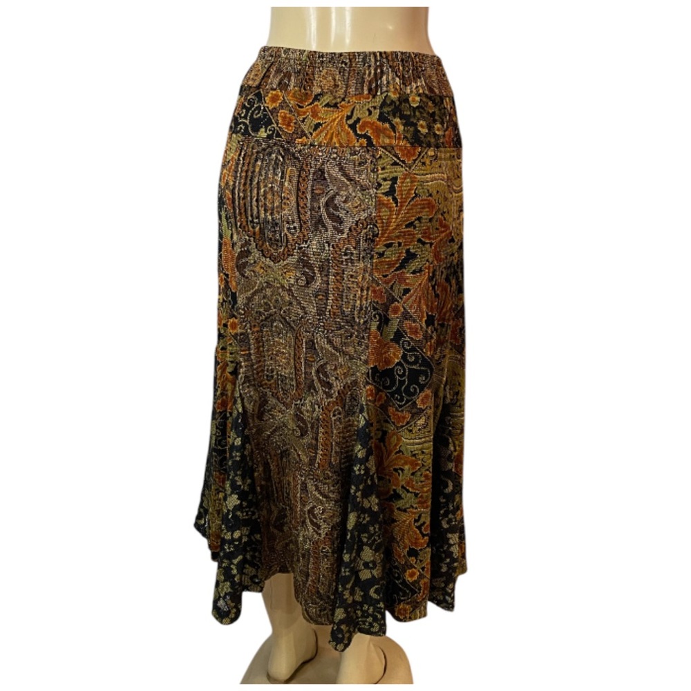 Y2K Flare Midi Skirt Patchwork Floral Paisley Multicolor Fairycore Size S/M - Picture 8 of 9